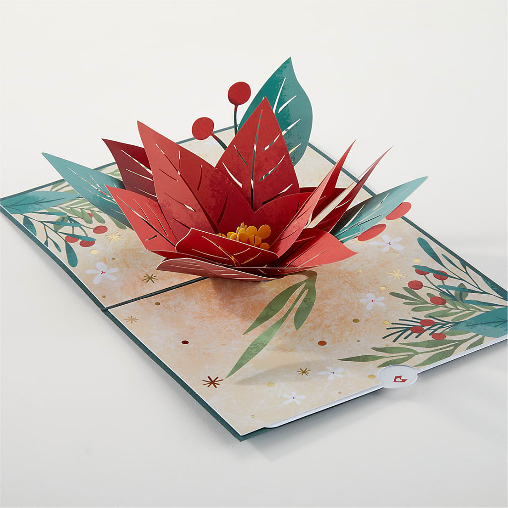 Happiest Holidays Poinsettia and Lovepop Card – The Love Bug Flowers, Timmins ON