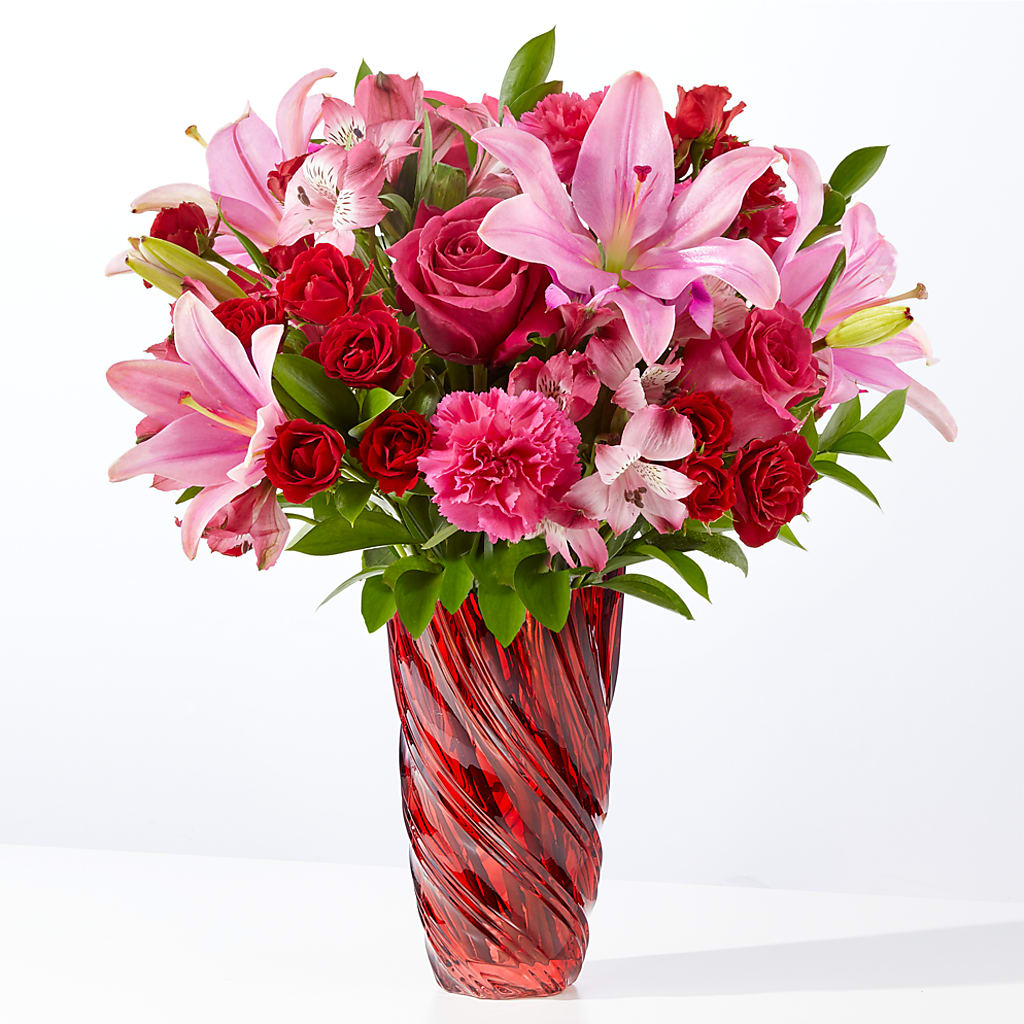 In Love Bouquet with Luxe Swirl Vase – The Love Bug Flowers, Timmins ON