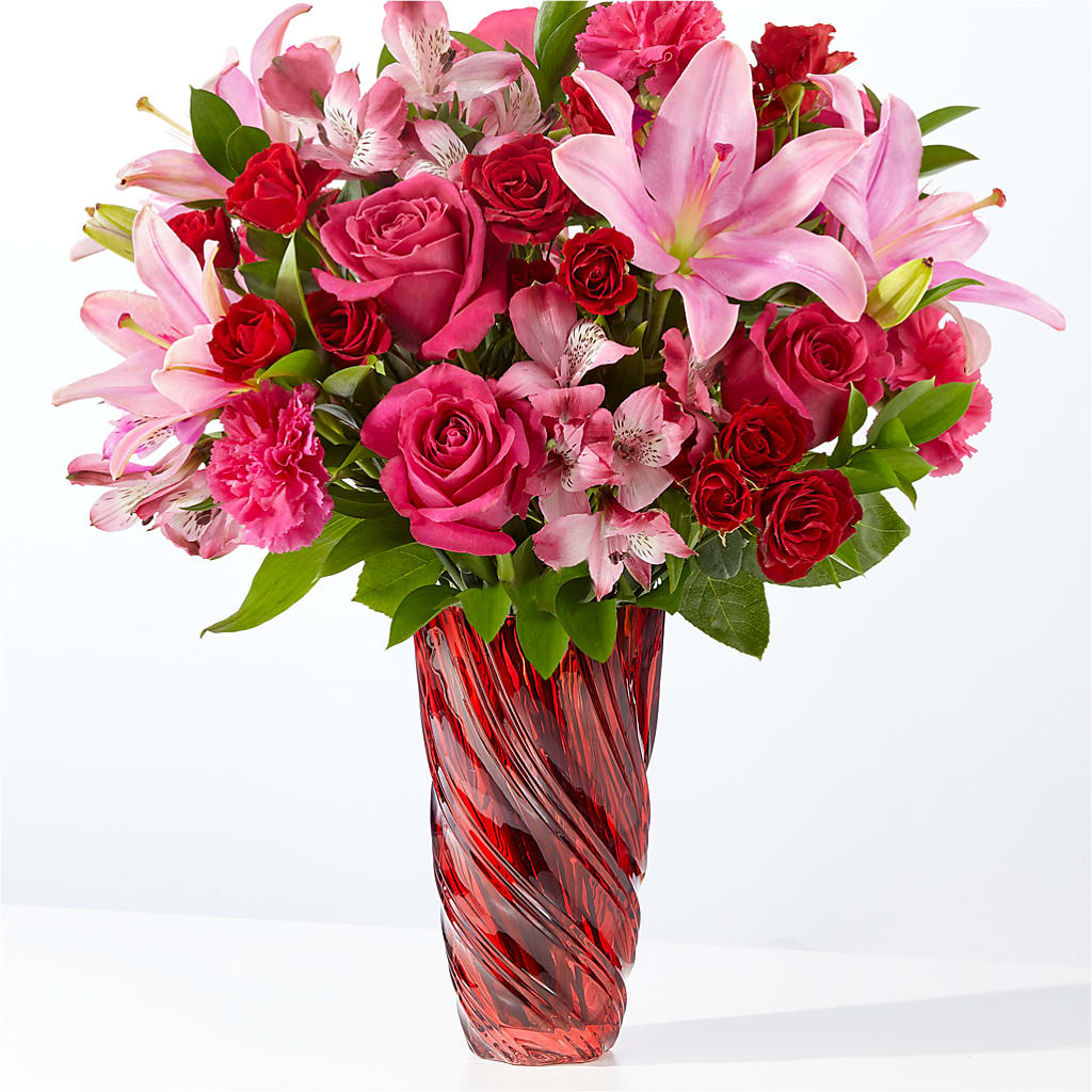 In Love Bouquet with Luxe Swirl Vase – The Love Bug Flowers, Timmins ON