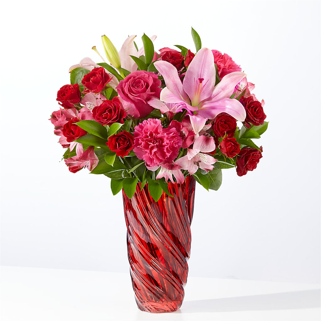 In Love Bouquet with Luxe Swirl Vase – The Love Bug Flowers, Timmins ON