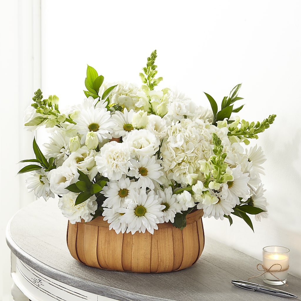 Pure Ivory Basket – The Love Bug Flowers, Timmins ON