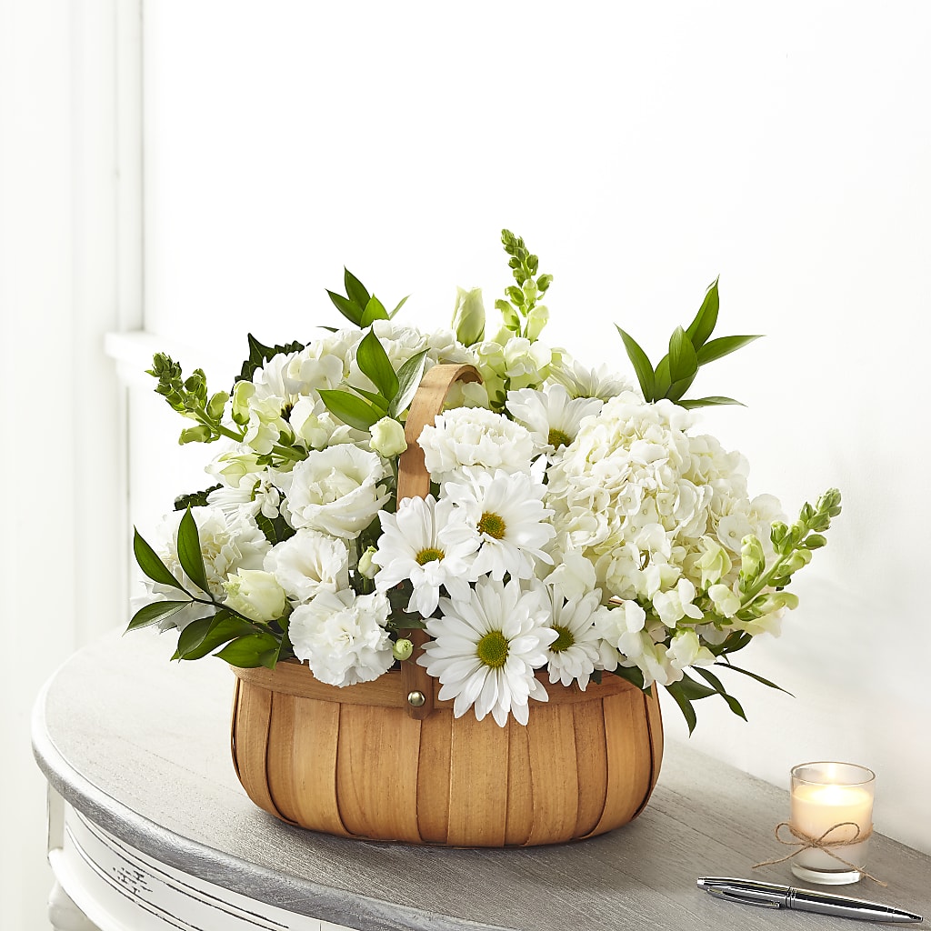 Pure Ivory Basket – The Love Bug Flowers, Timmins ON