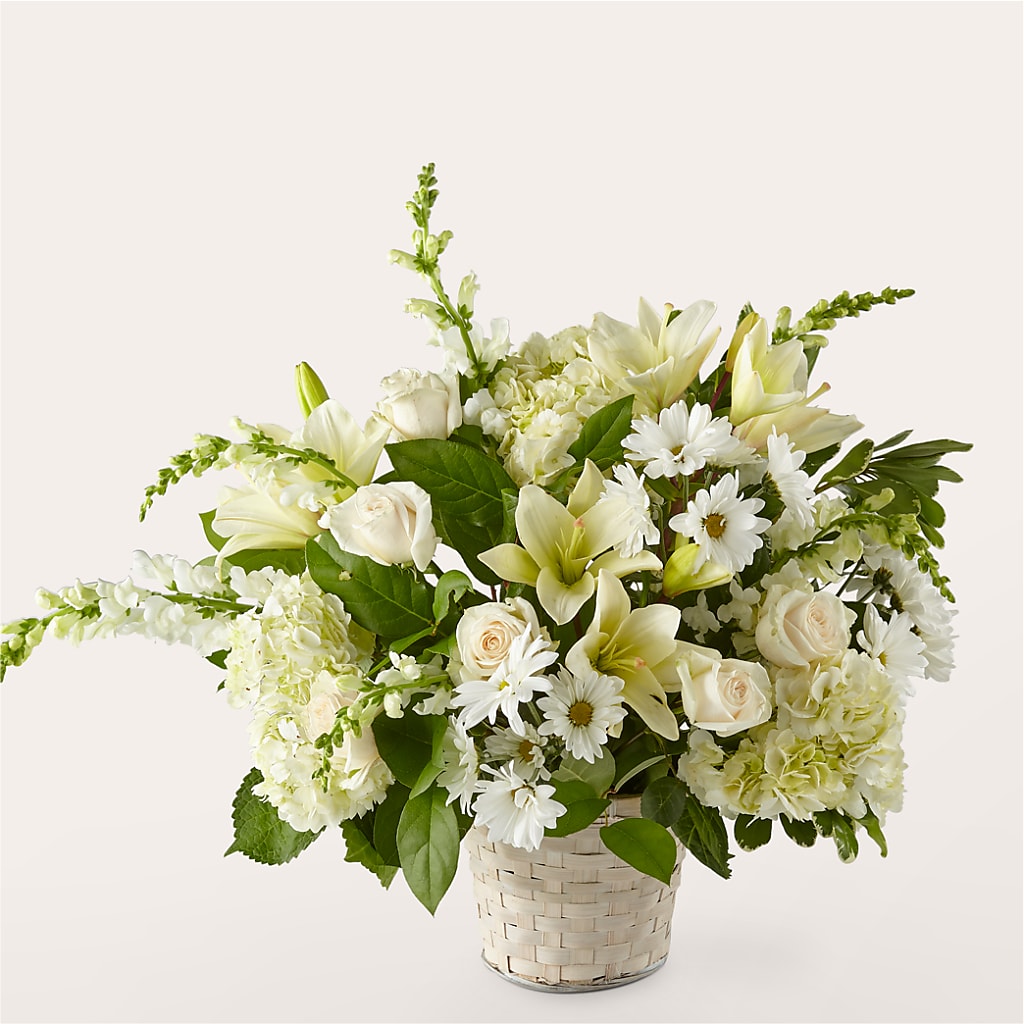 Ivory Elegance Floral Basket – The Love Bug Flowers, Timmins ON