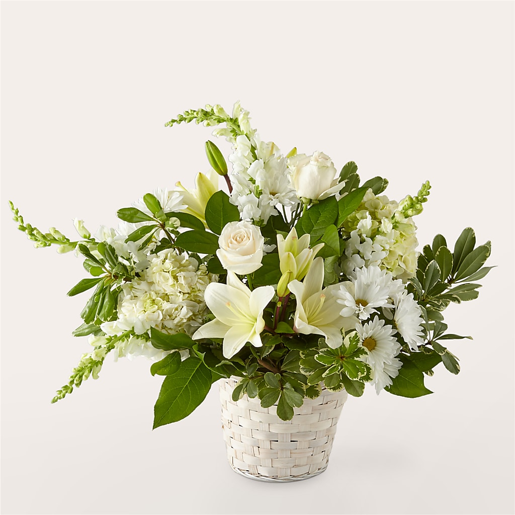 Ivory Elegance Floral Basket – The Love Bug Flowers, Timmins ON