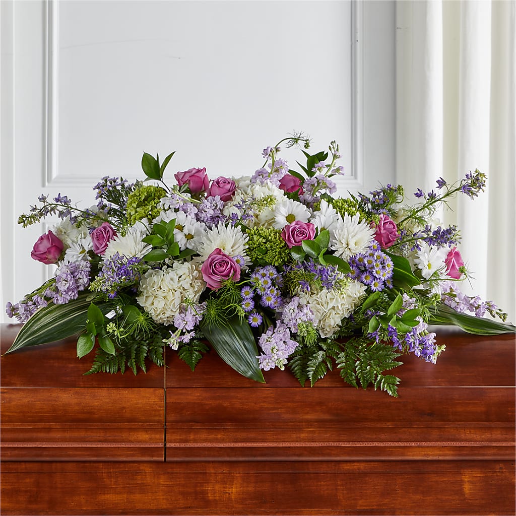 Meadows of Serenity Casket Spray – The Love Bug Flowers, Timmins ON