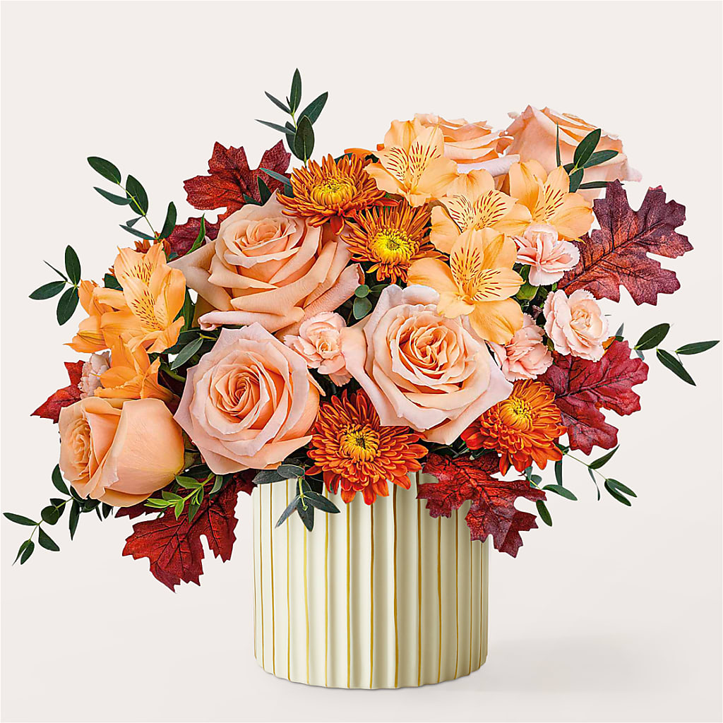 Spiced Latte Bouquet with Ivory Vase – The Love Bug Flowers, Timmins ON