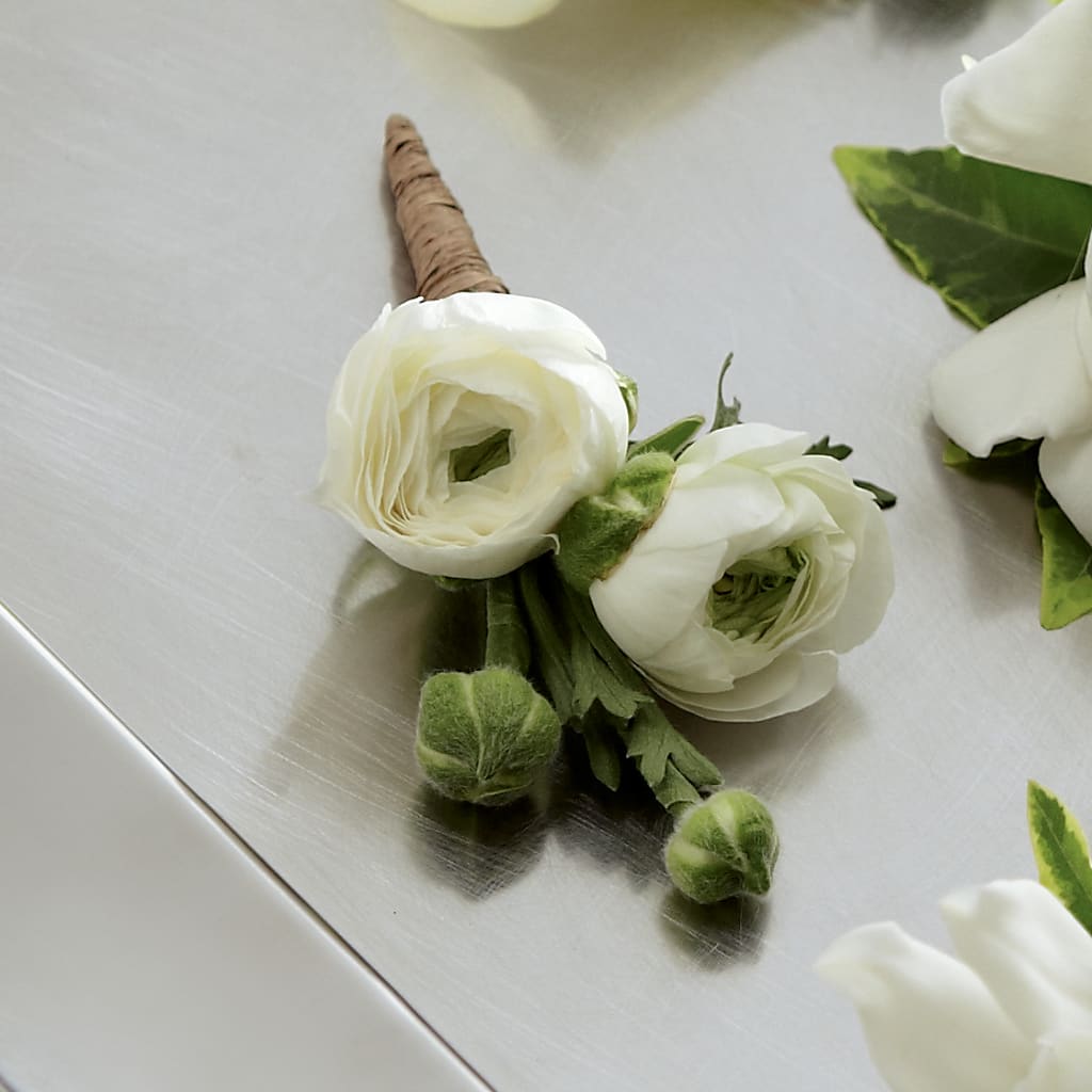 White Ranunculus Boutonniere – The Love Bug Flowers, Timmins ON