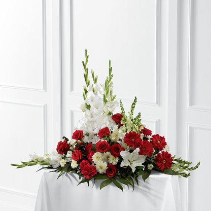 Crimson & White Arrangement –  The Love Bug Flowers, Timmins ON
