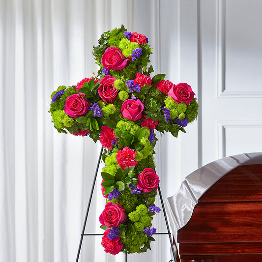 Tribute Rose Floral Cross –  The Love Bug Flowers, Timmins ON