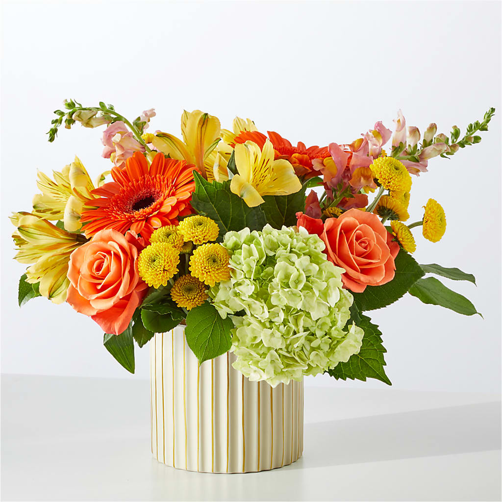 Autumn Sunshine Bouquet with Ivory Vase –  The Love Bug Flowers, Timmins ON