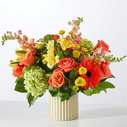 Autumn Sunshine Bouquet with Ivory Vase –  The Love Bug Flowers, Timmins ON