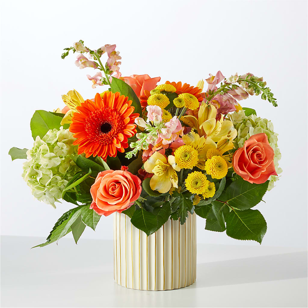 Autumn Sunshine Bouquet with Ivory Vase –  The Love Bug Flowers, Timmins ON