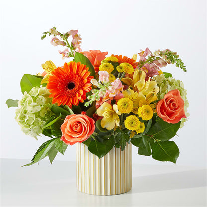 Autumn Sunshine Bouquet with Ivory Vase –  The Love Bug Flowers, Timmins ON