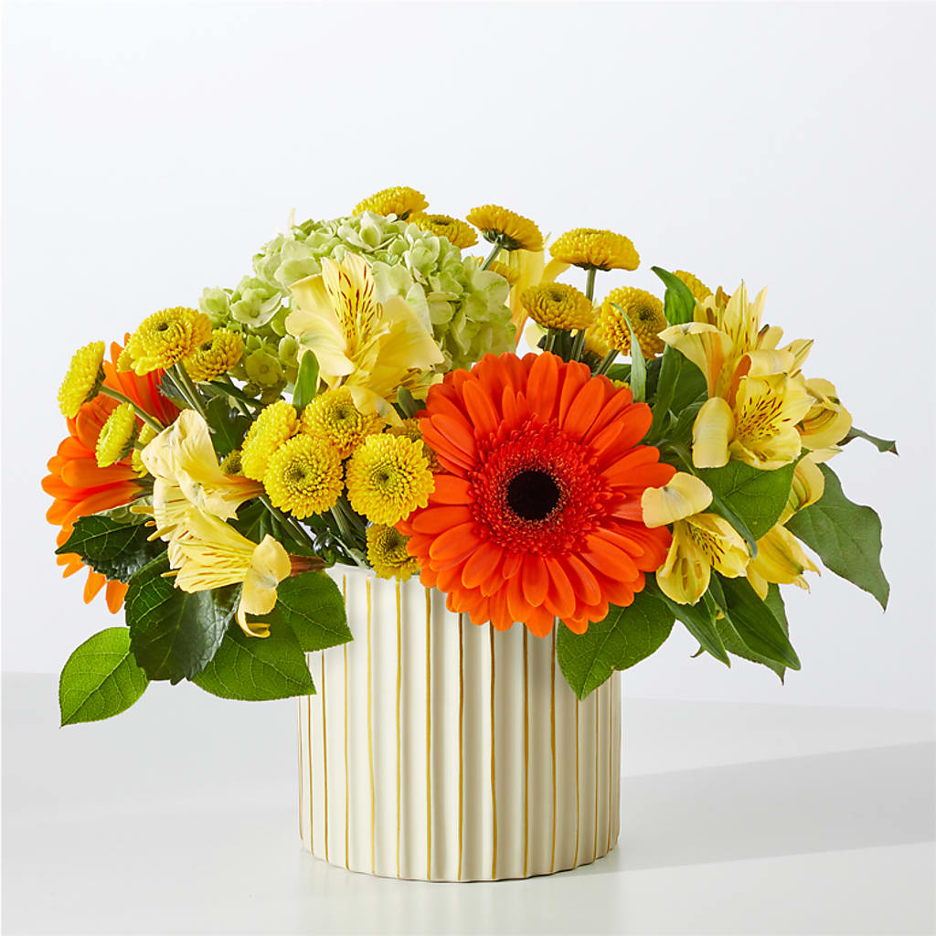 Autumn Sunshine Bouquet with Ivory Vase –  The Love Bug Flowers, Timmins ON