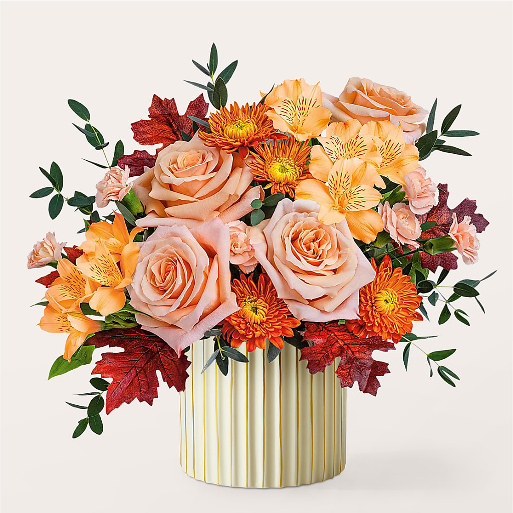 Spiced Latte Bouquet with Ivory Vase –  The Love Bug Flowers, Timmins ON