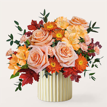 Spiced Latte Bouquet with Ivory Vase –  The Love Bug Flowers, Timmins ON