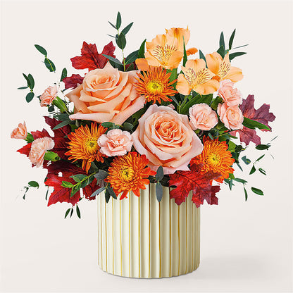 Spiced Latte Bouquet with Ivory Vase –  The Love Bug Flowers, Timmins ON