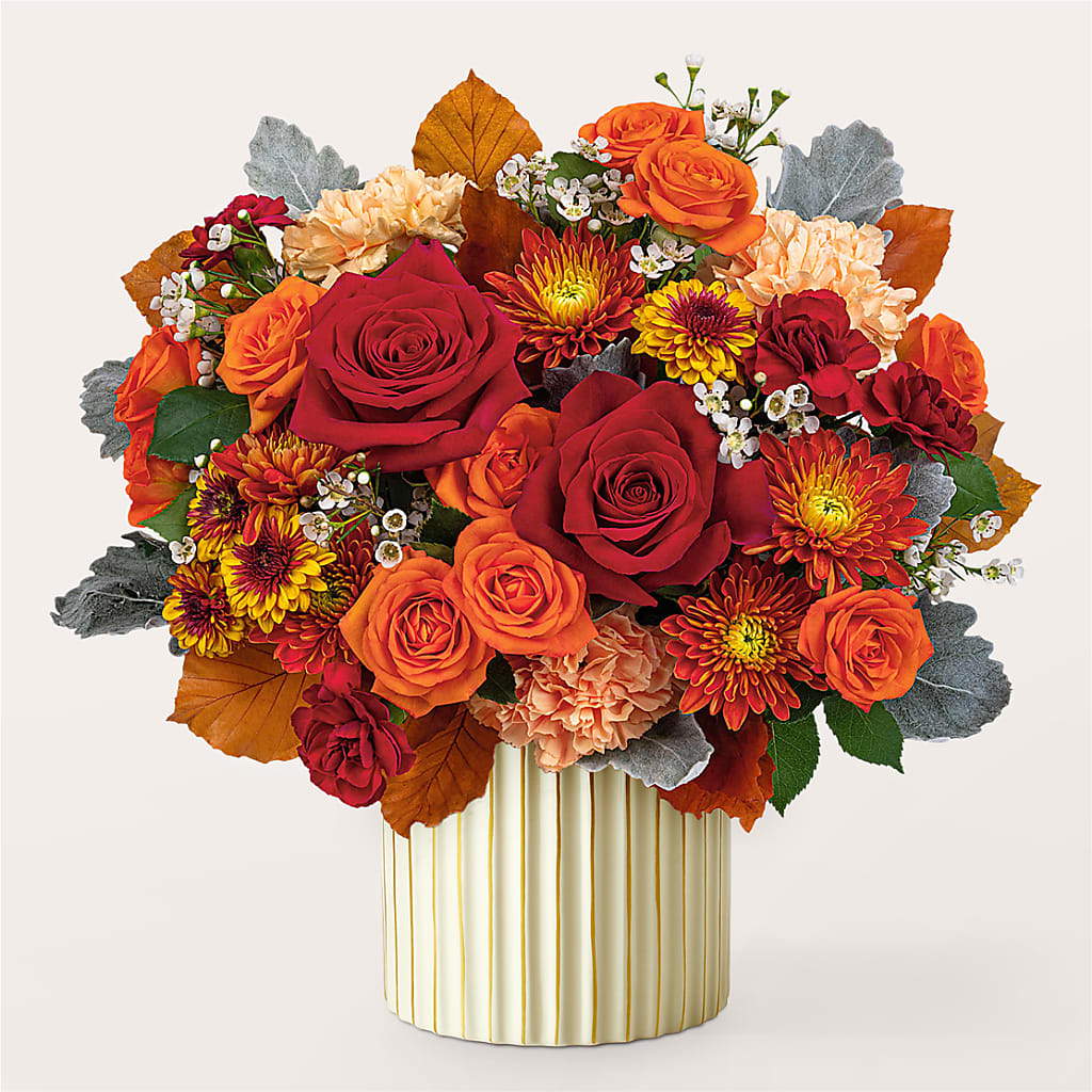 Merlot Bouquet with Ivory Vase –  The Love Bug Flowers, Timmins ON