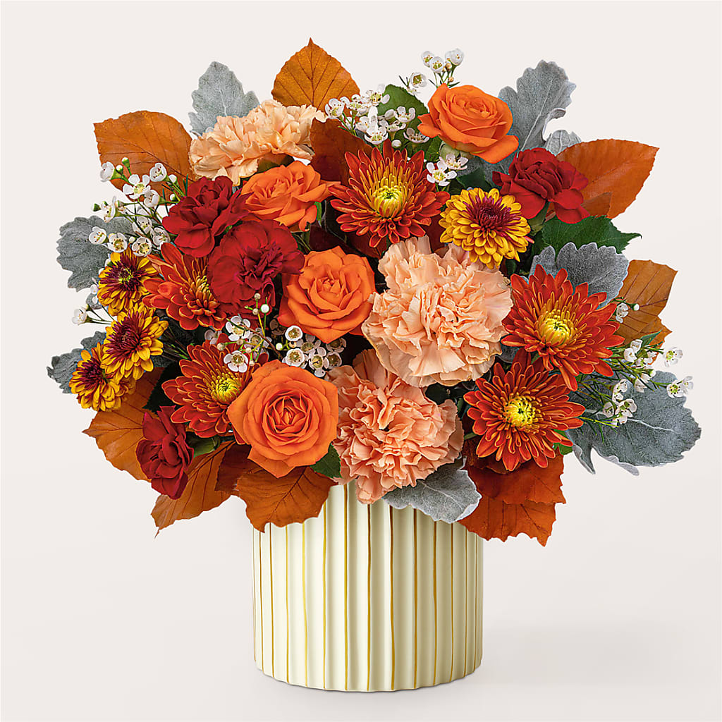 Merlot Bouquet with Ivory Vase –  The Love Bug Flowers, Timmins ON